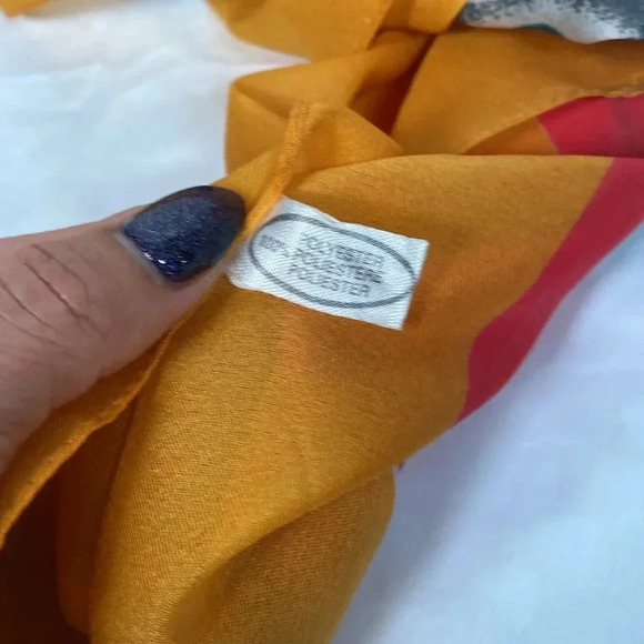 Unique Orange Fish themed Scarf - hints of blue & coral - made in Italy - Picture 4 of 5